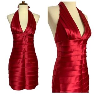 BCBGMaxAzria red satin halter dress, 2